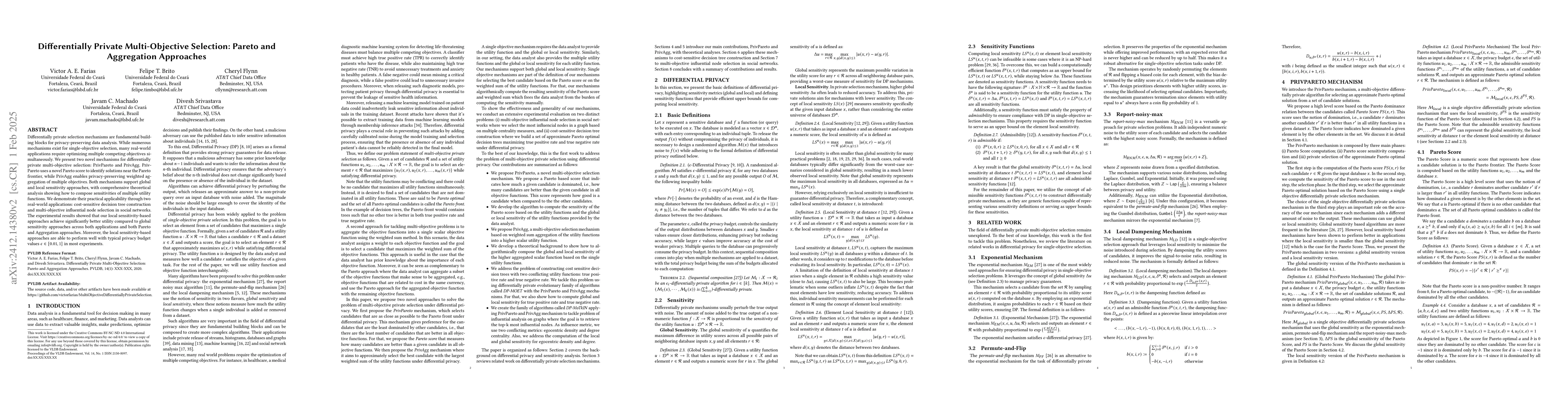 Thumbnail for Differentially Private Multi-objective Selection: Pareto and Aggregation
  Approaches