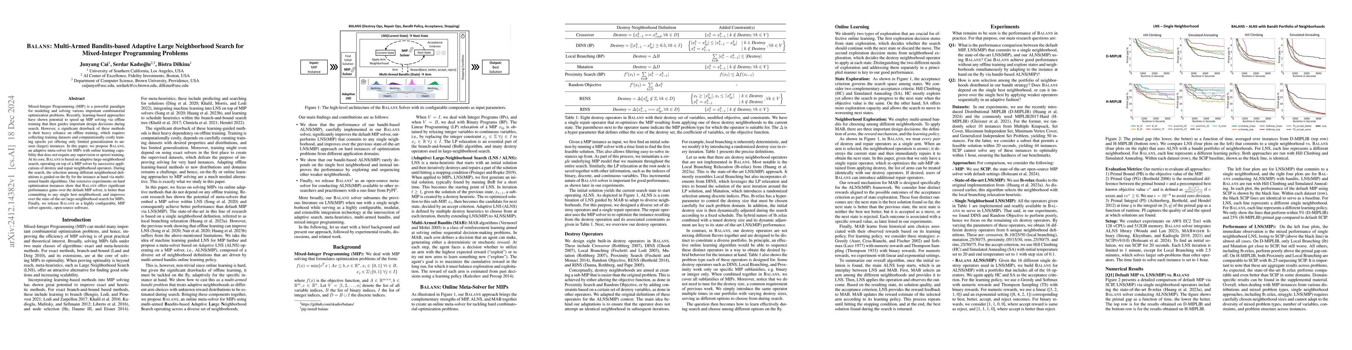 Thumbnail for Balans: Multi-Armed Bandits-based Adaptive Large Neighborhood Search for
  Mixed-Integer Programming Problem