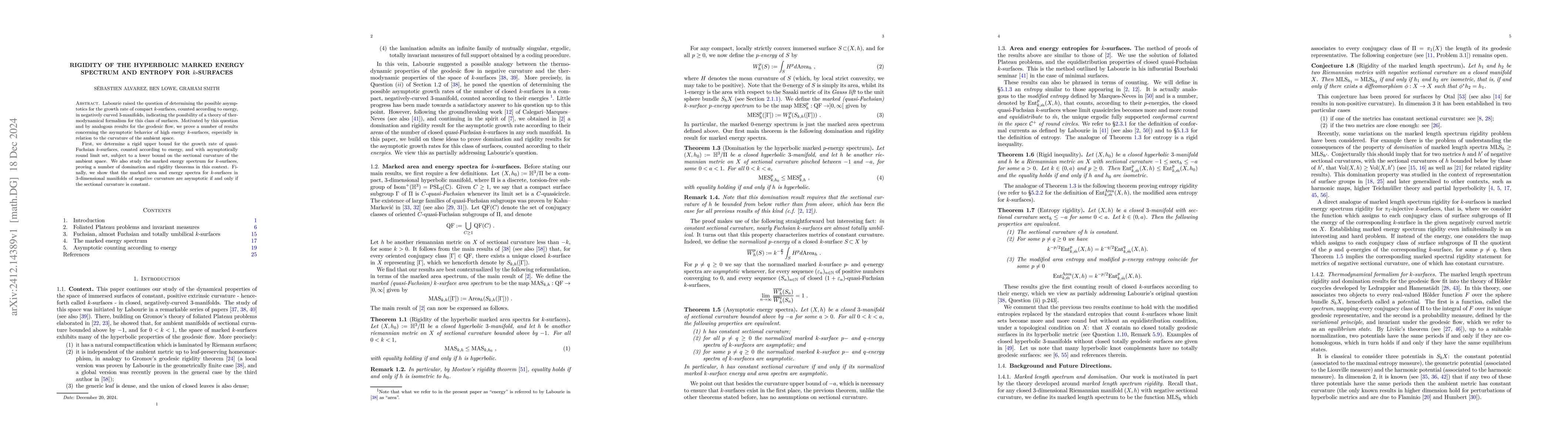 Thumbnail for Rigidity of the hyperbolic marked energy spectrum and entropy for
  $k$-surfaces