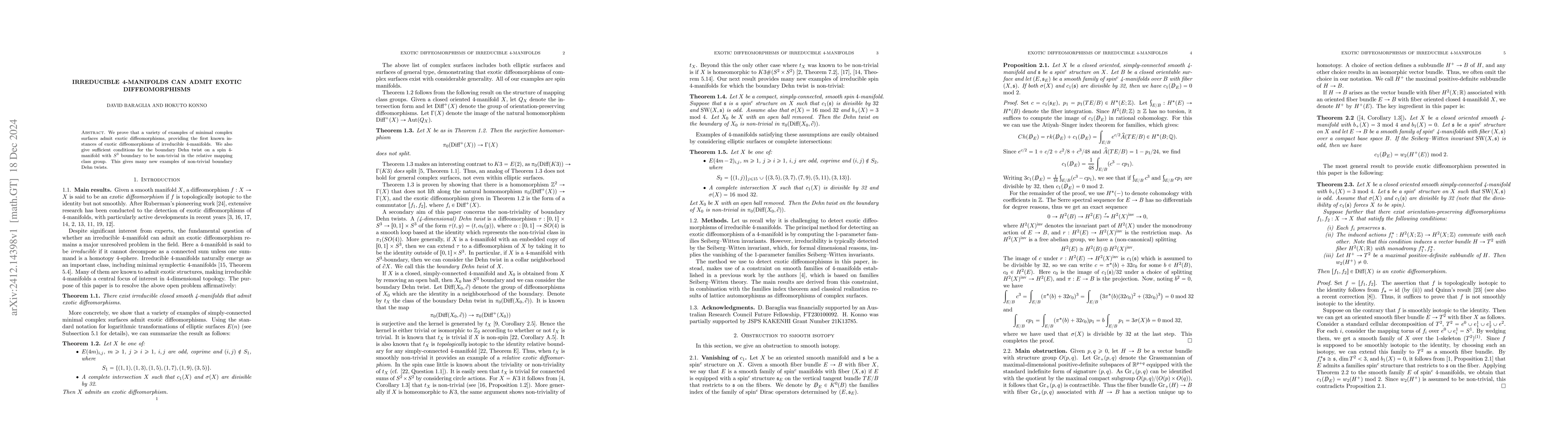 Thumbnail for Irreducible 4-manifolds can admit exotic diffeomorphisms