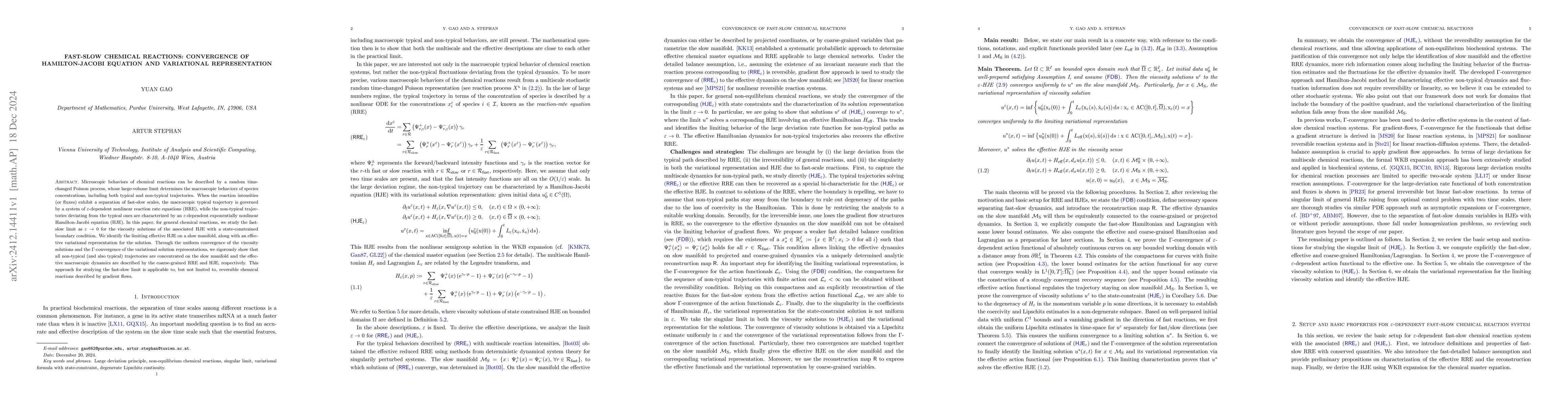 Thumbnail for Fast-slow chemical reactions: convergence of Hamilton-Jacobi equation
  and variational representation