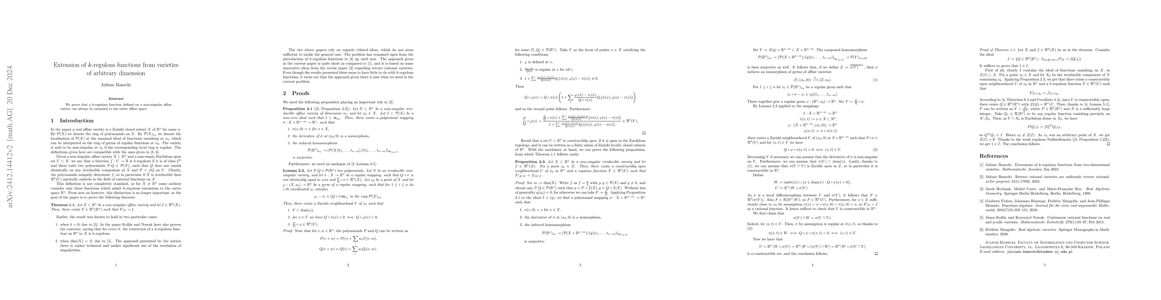 Thumbnail for Extension of $k$-regulous functions from varieties of arbitrary
  dimension