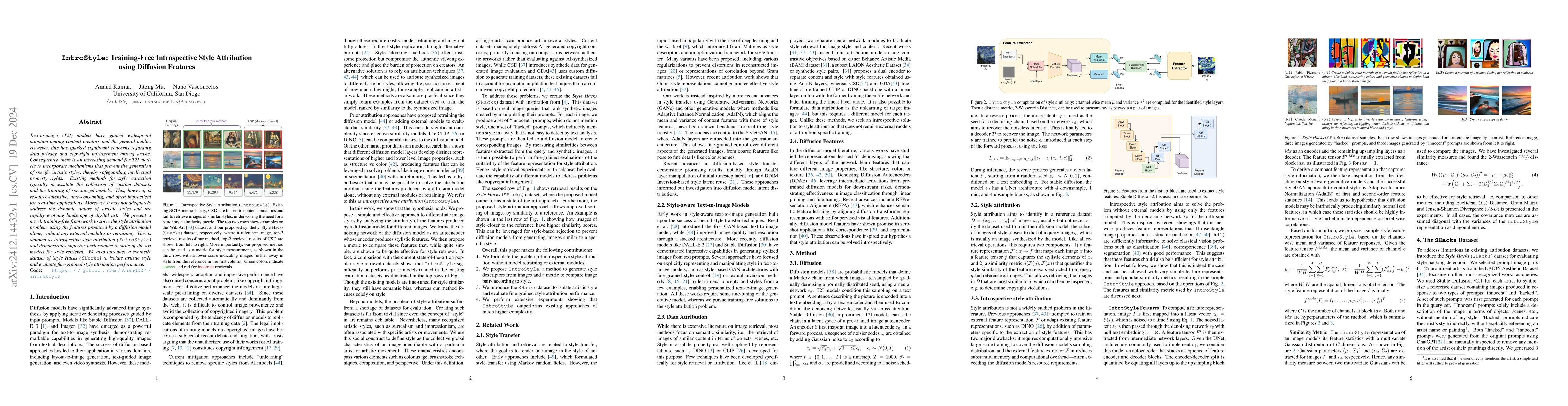 Thumbnail for IntroStyle: Training-Free Introspective Style Attribution using
  Diffusion Features