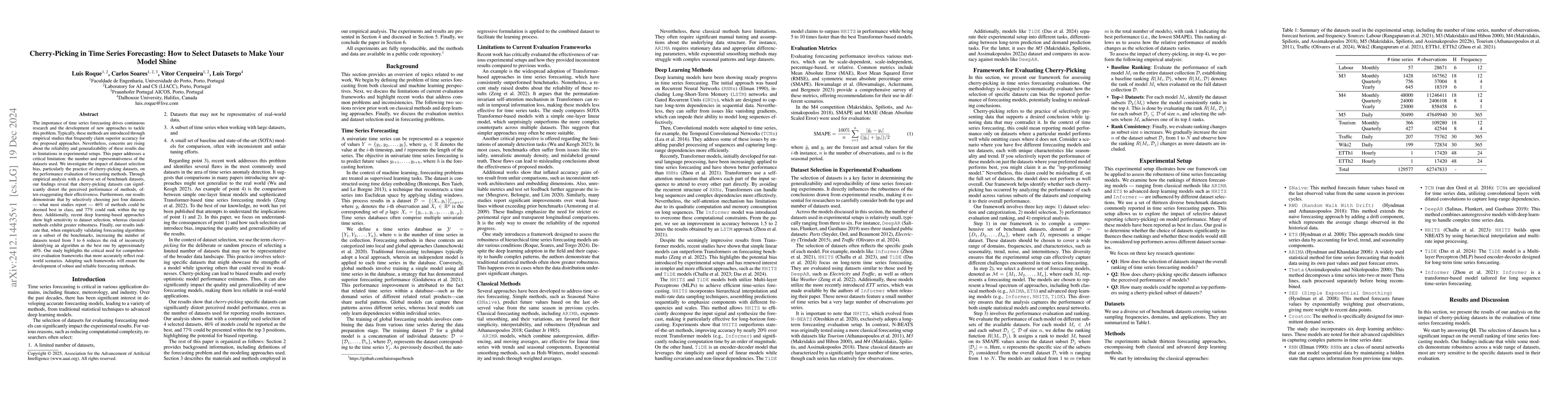 Thumbnail for Cherry-Picking in Time Series Forecasting: How to Select Datasets to
  Make Your Model Shine