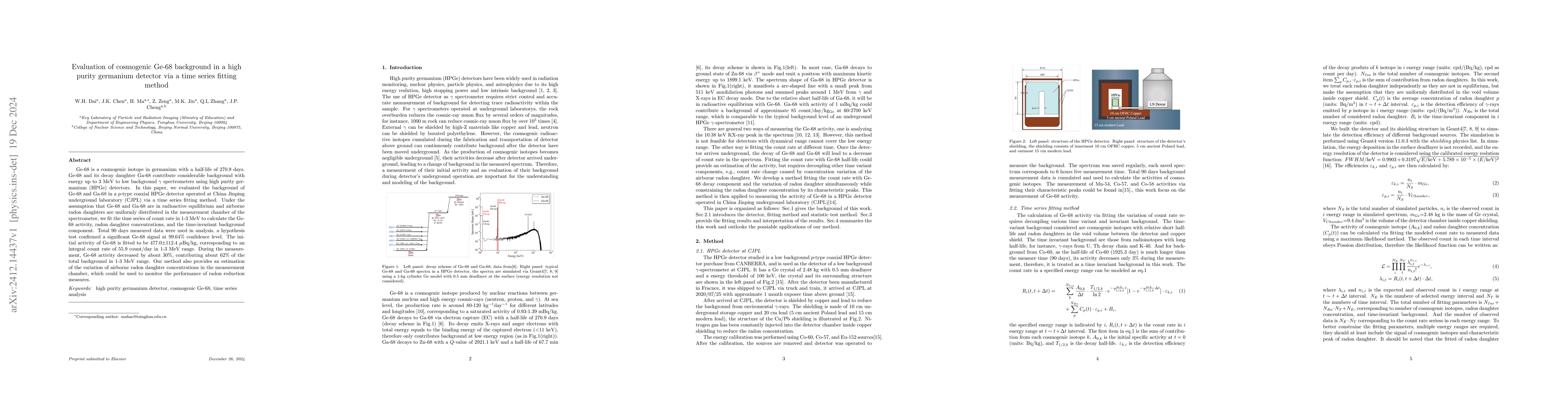 Thumbnail for Evaluation of cosmogenic Ge-68 background in a high purity germanium
  detector via a time series fitting method