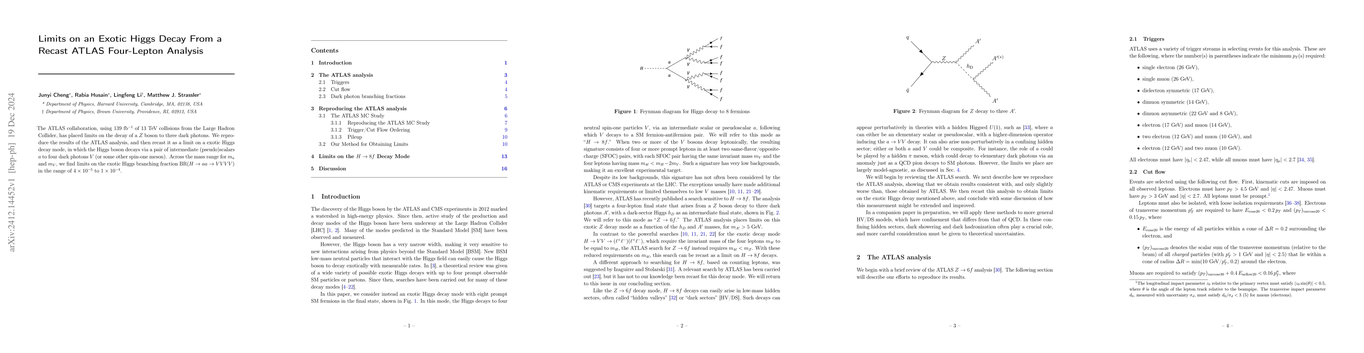 Thumbnail for Limits on an Exotic Higgs Decay From a Recast ATLAS Four-Lepton Analysis