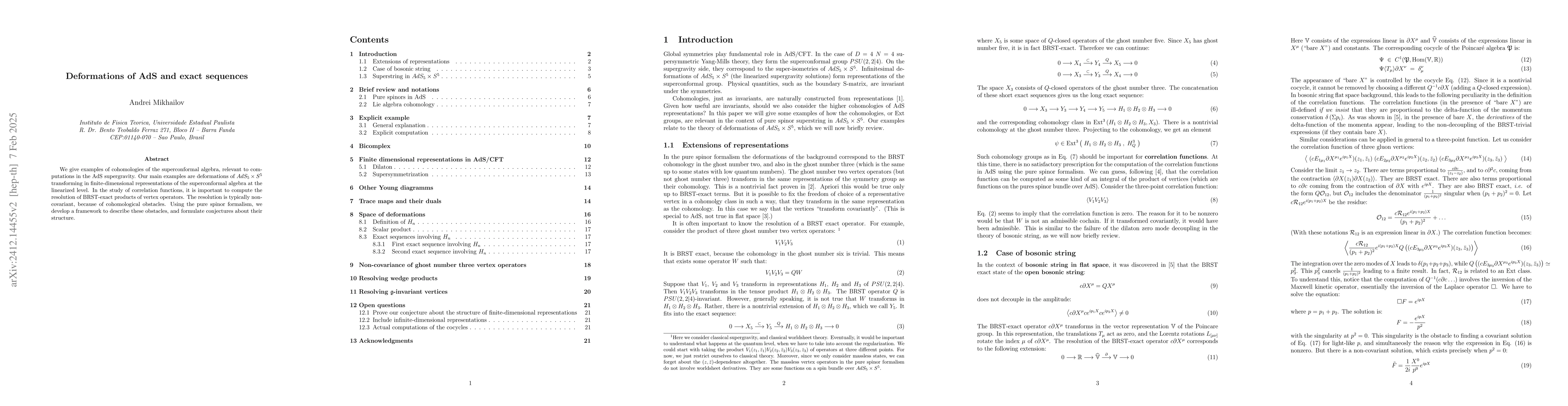 Thumbnail for Deformations of AdS and exact sequences