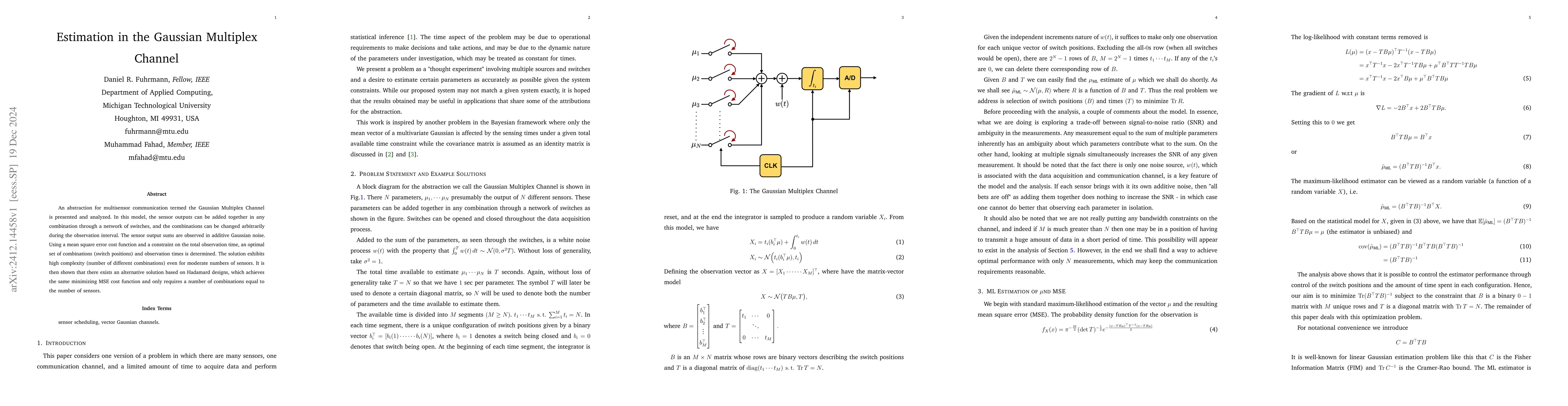 Thumbnail for Estimation in the Gaussian Multiplex Channel