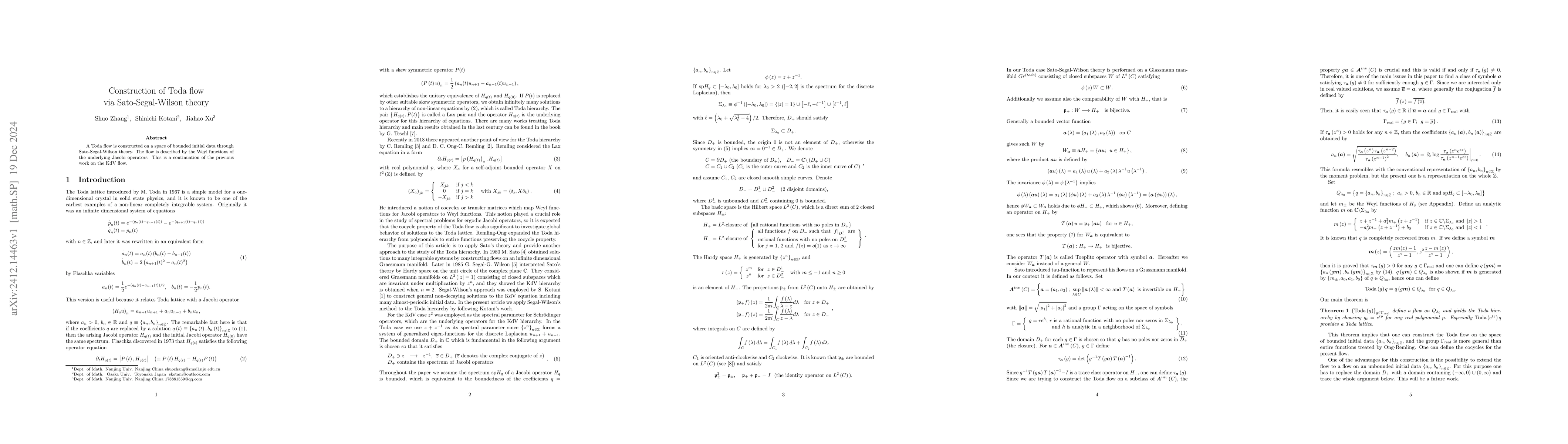 Thumbnail for Construction of Toda flow via Sato-Segal-Wilson theory