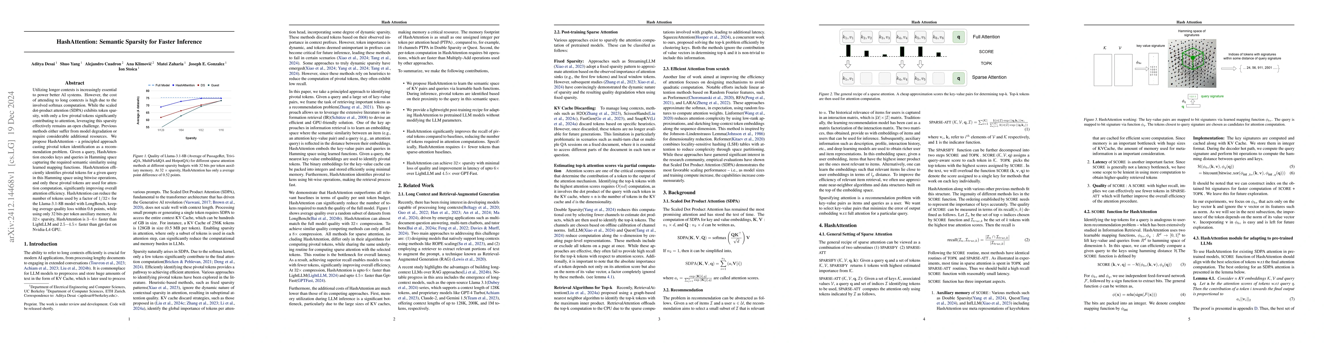 Thumbnail for HashAttention: Semantic Sparsity for Faster Inference