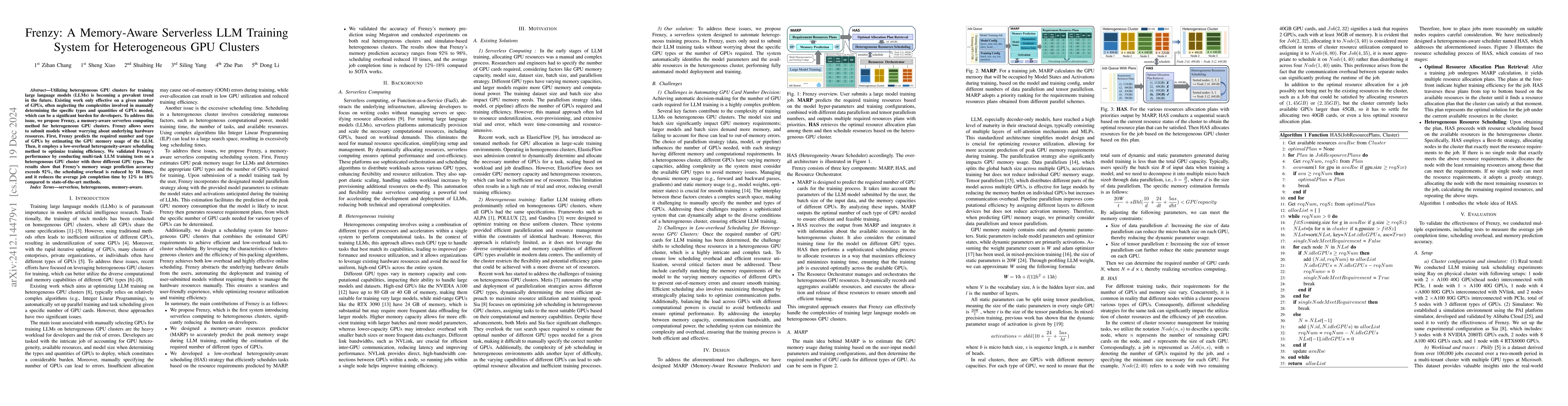 Thumbnail for Frenzy: A Memory-Aware Serverless LLM Training System for Heterogeneous
  GPU Clusters
