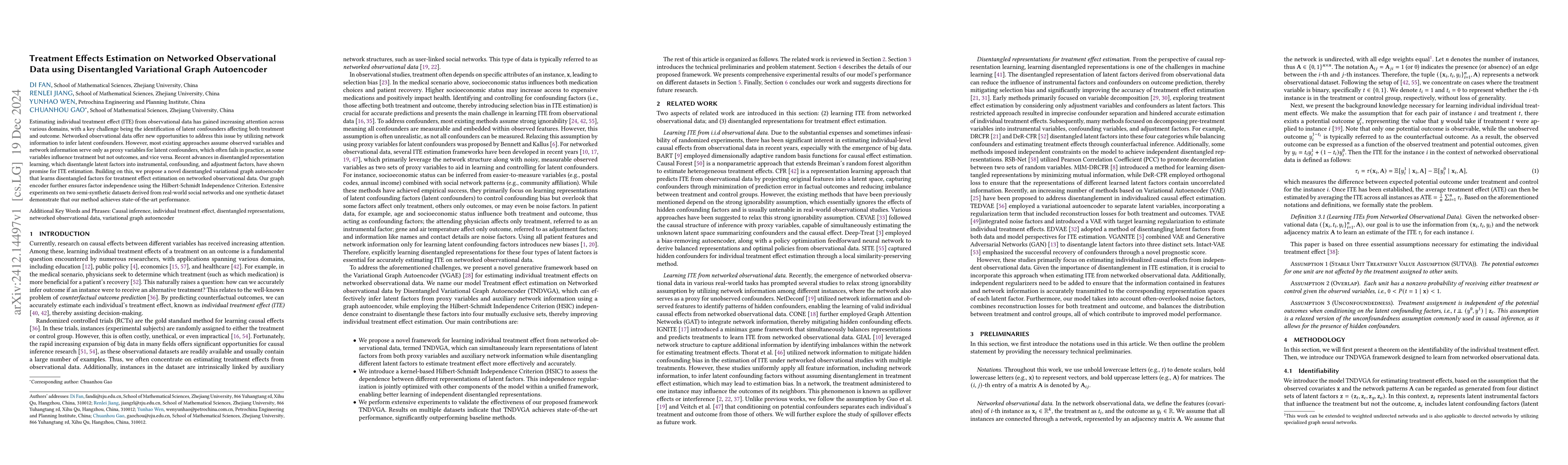 Thumbnail for Treatment Effects Estimation on Networked Observational Data using
  Disentangled Variational Graph Autoencoder