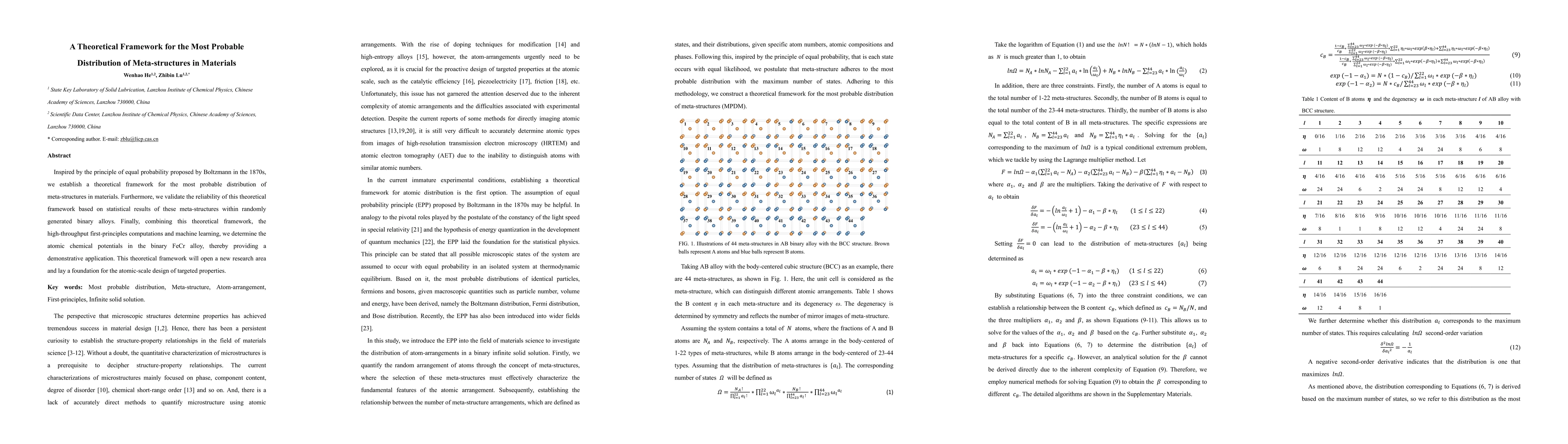 Thumbnail for A Theoretical Framework for the Most Probable Distribution of
  Meta-structures in Materials