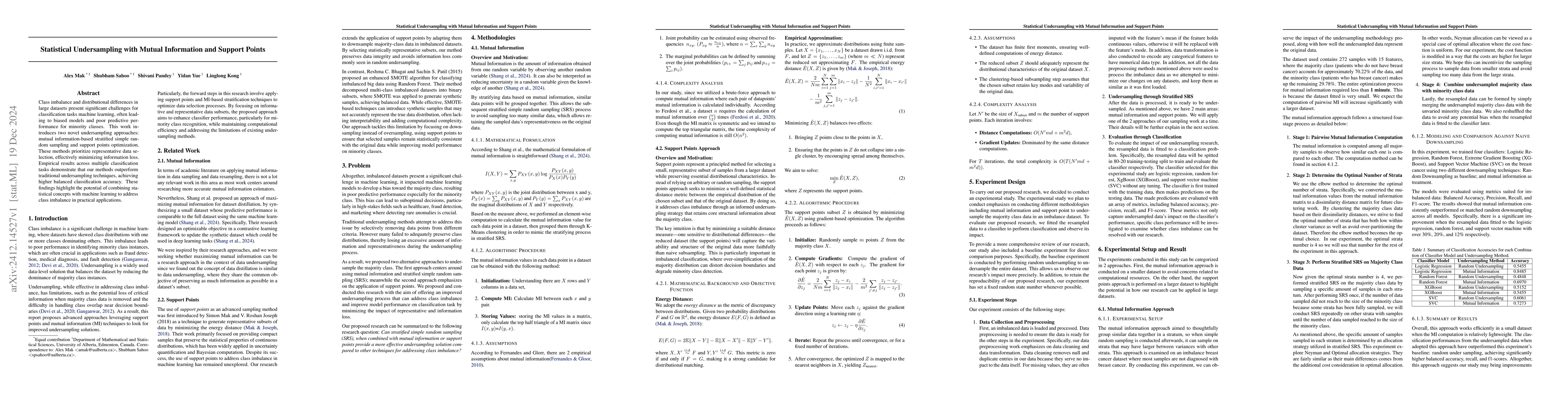Thumbnail for Statistical Undersampling with Mutual Information and Support Points