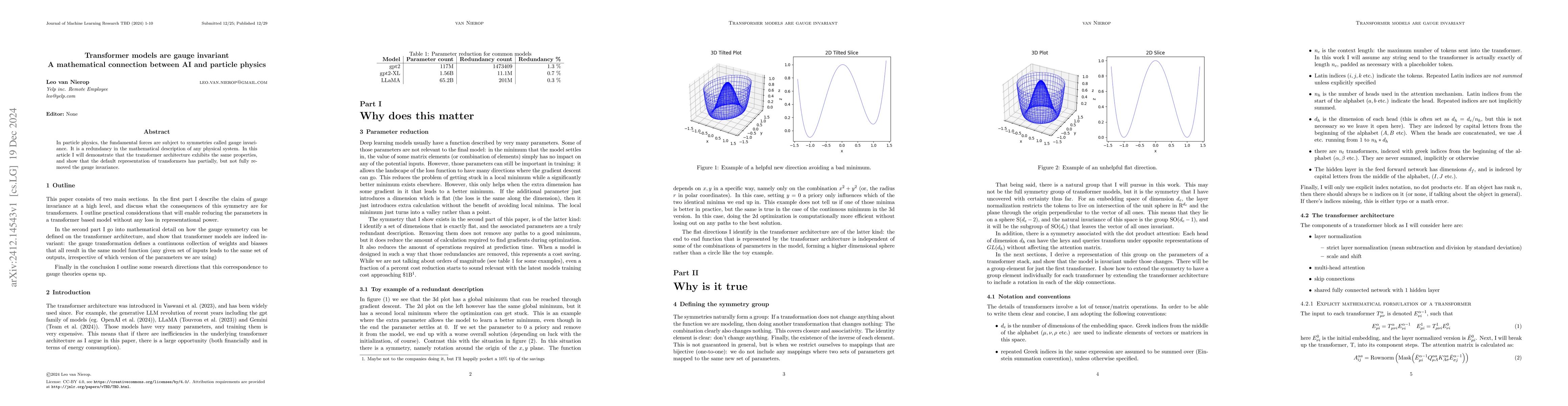 Thumbnail for Transformer models are gauge invariant: A mathematical connection
  between AI and particle physics