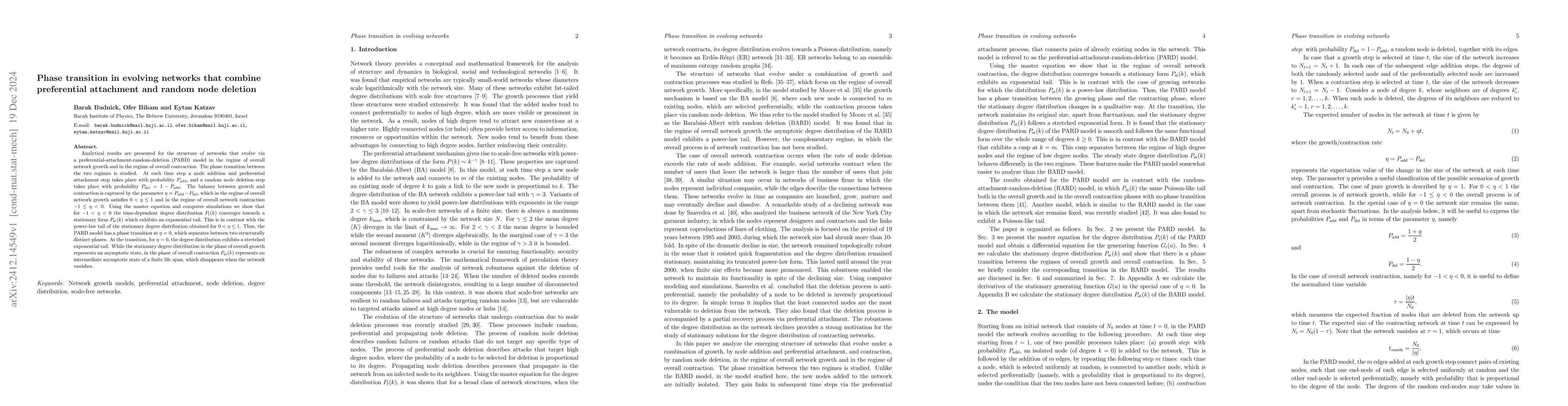 Thumbnail for Phase transition in evolving networks that combine preferential
  attachment and random node deletion