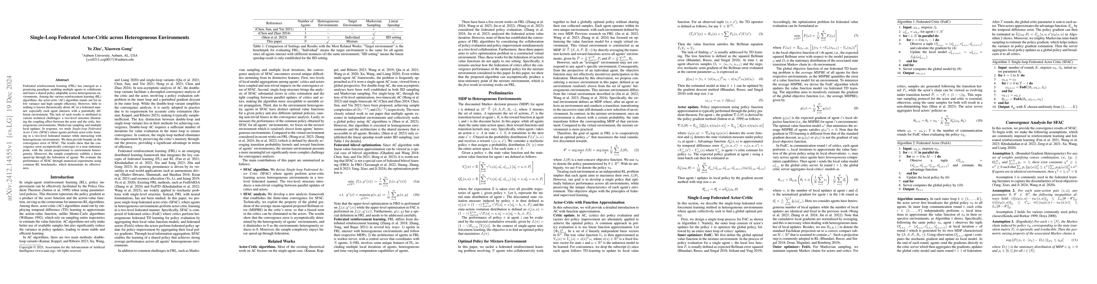 Thumbnail for Single-Loop Federated Actor-Critic across Heterogeneous Environments