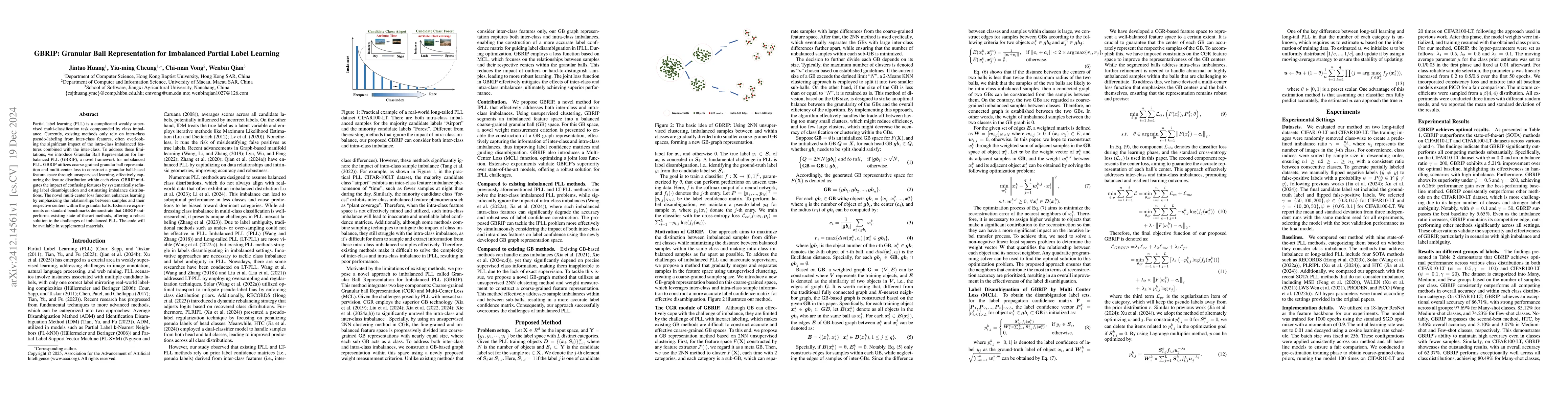 Thumbnail for GBRIP: Granular Ball Representation for Imbalanced Partial Label
  Learning