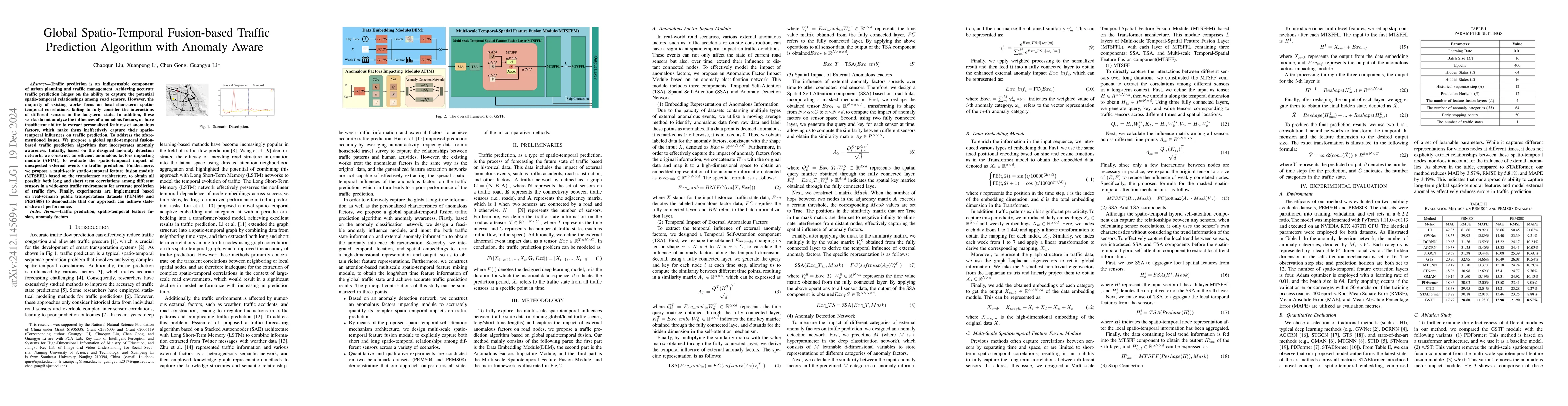 Thumbnail for Global Spatio-Temporal Fusion-based Traffic Prediction Algorithm with
  Anomaly Aware