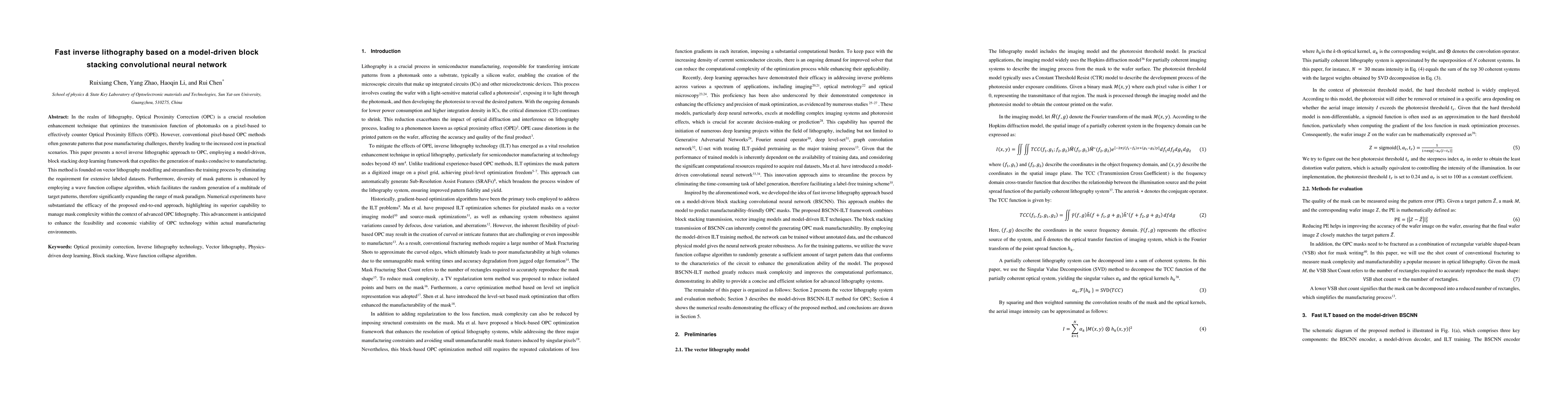 Thumbnail for Fast inverse lithography based on a model-driven block stacking
  convolutional neural network