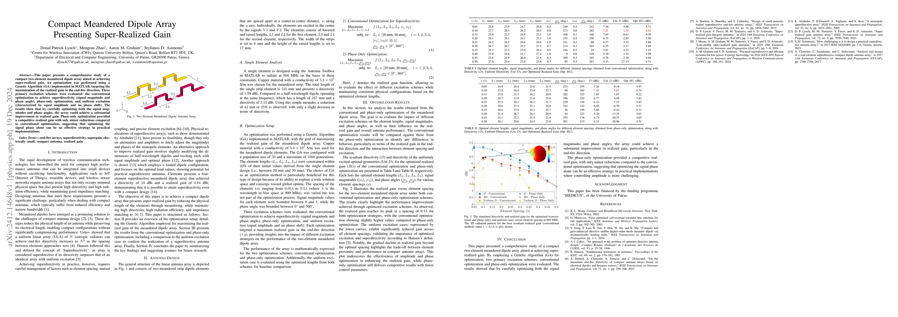 Thumbnail for Compact Meandered Dipole Array Presenting Super-Realized Gain