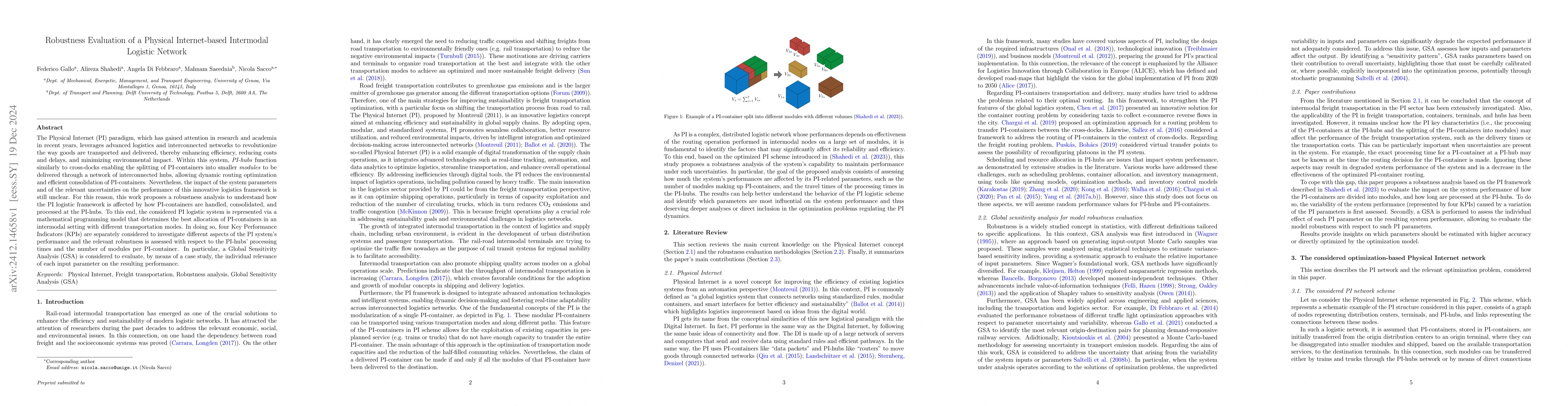 Thumbnail for Robustness Evaluation of a Physical Internet-based Intermodal Logistic
  Network