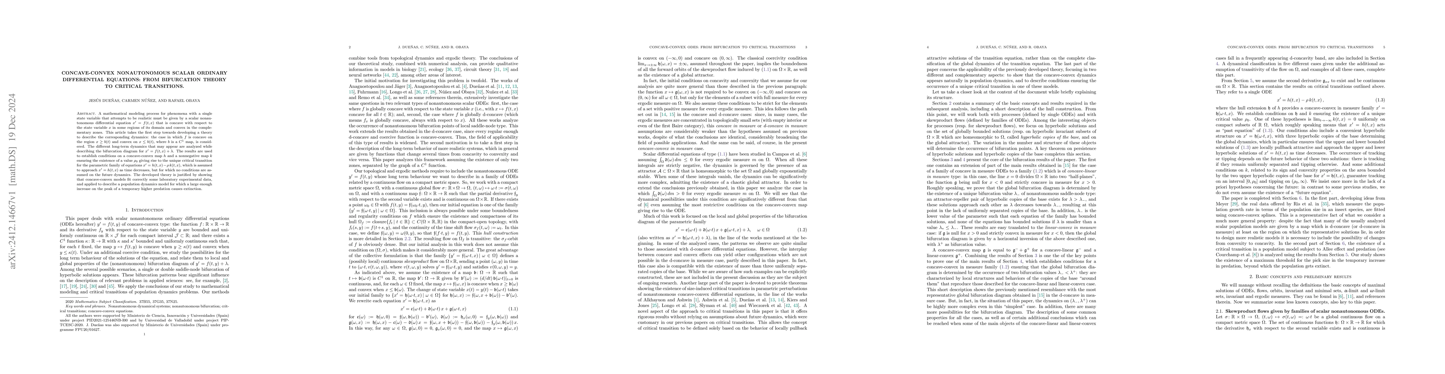 Thumbnail for Concave-convex nonautonomous scalar ordinary differential equations:
  from bifurcation theory to critical transitions