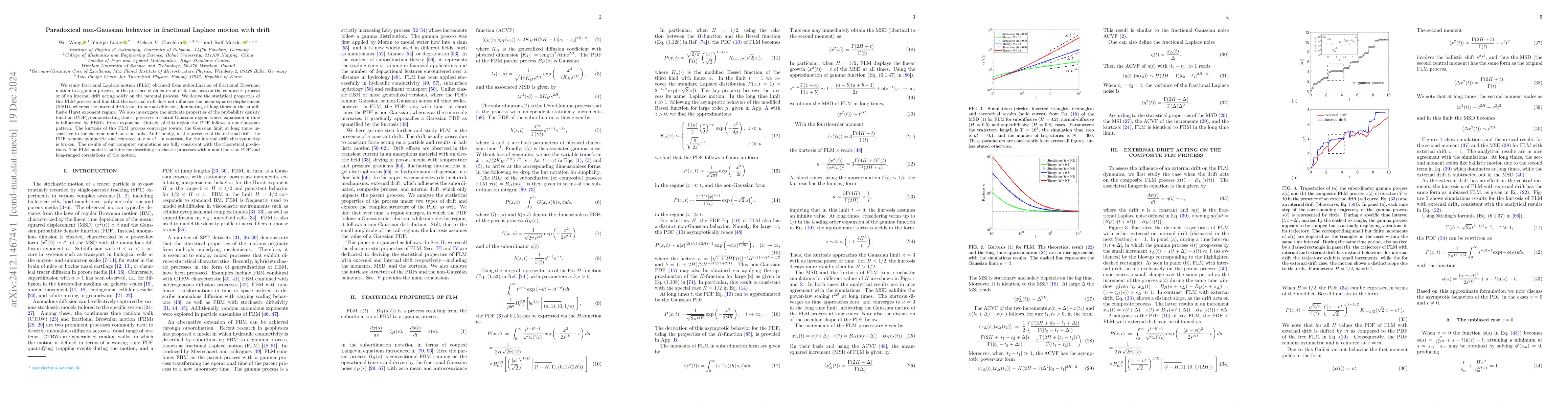 Thumbnail for Paradoxical non-Gaussian behavior in fractional Laplace motion with
  drift
