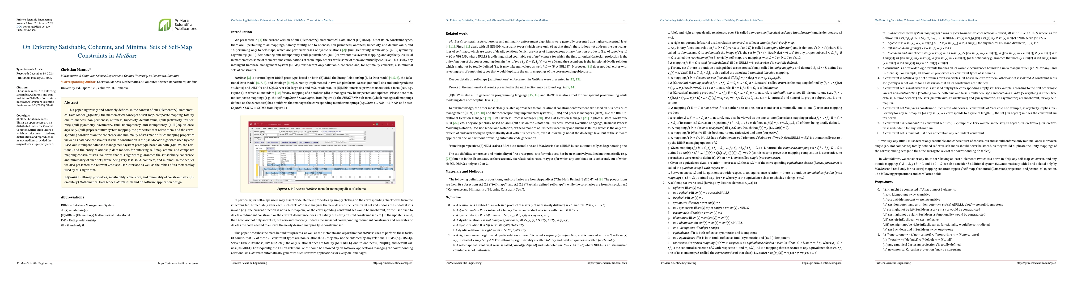 Thumbnail for On Enforcing Satisfiable, Coherent, and Minimal Sets of Self-Map
  Constraints in MatBase