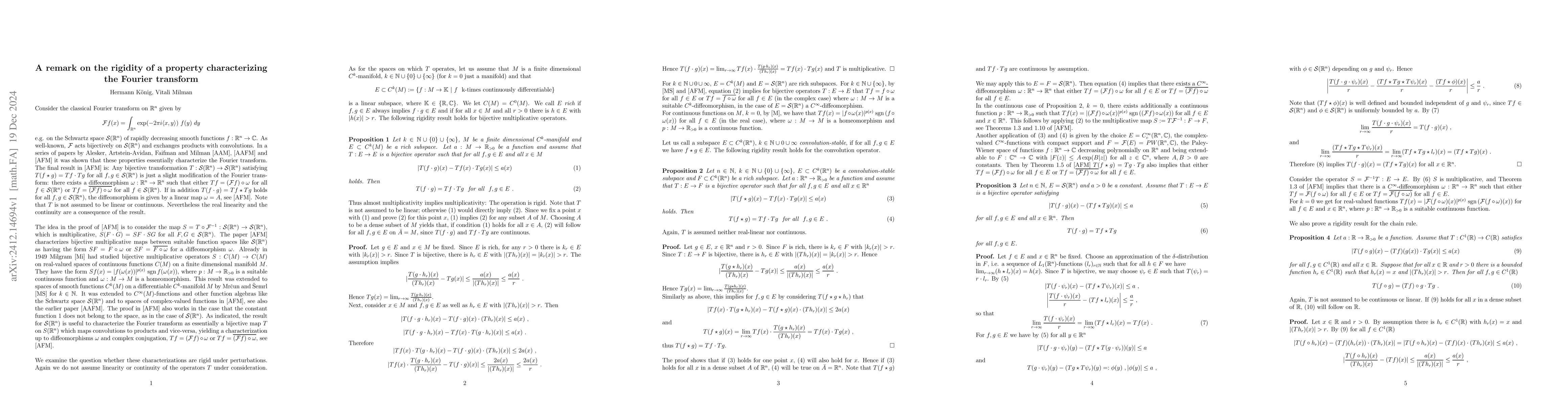 Thumbnail for A remark on the rigidity of a property characterizing the Fourier
  transform
