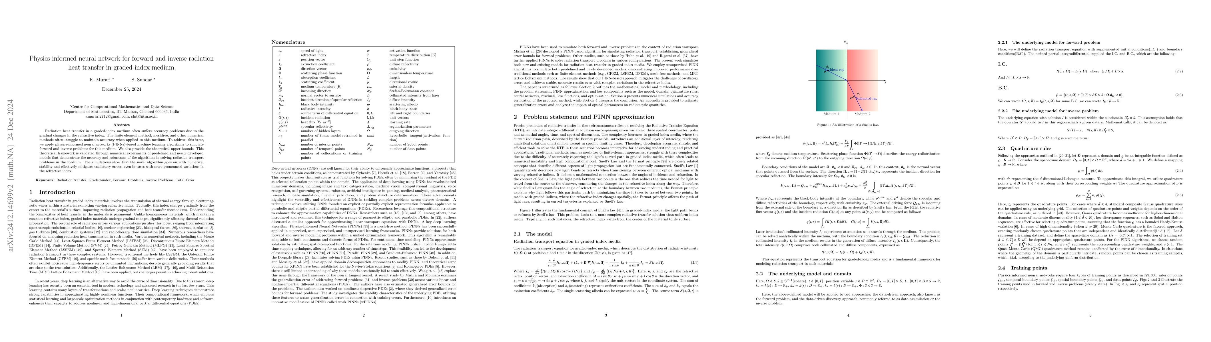 Thumbnail for Physics informed neural network for forward and inverse radiation heat
  transfer in graded-index medium