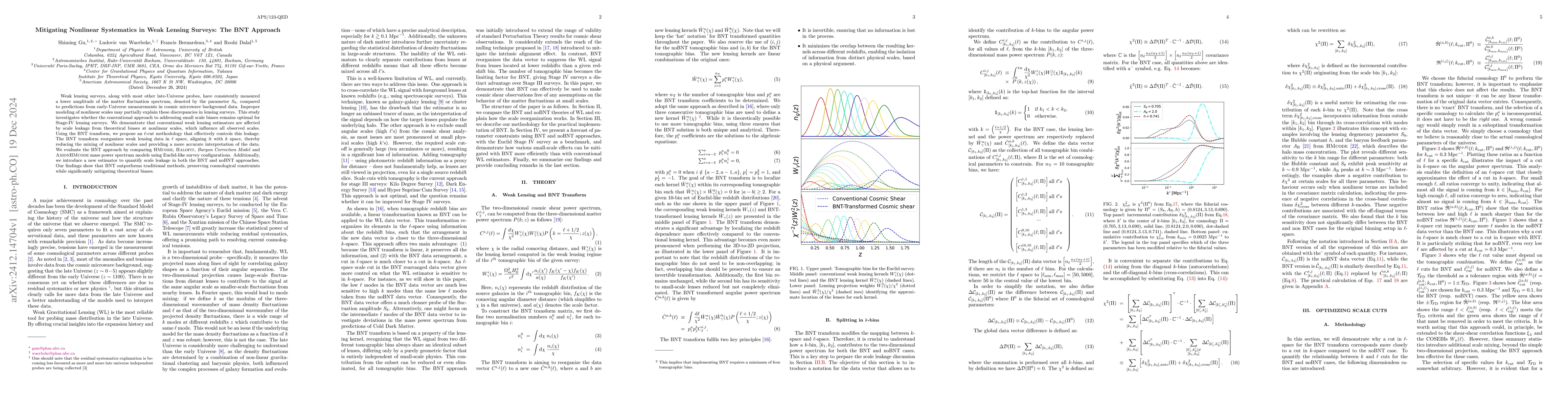 Thumbnail for Mitigating Nonlinear Systematics in Weak Lensing Surveys: The BNT
  Approach