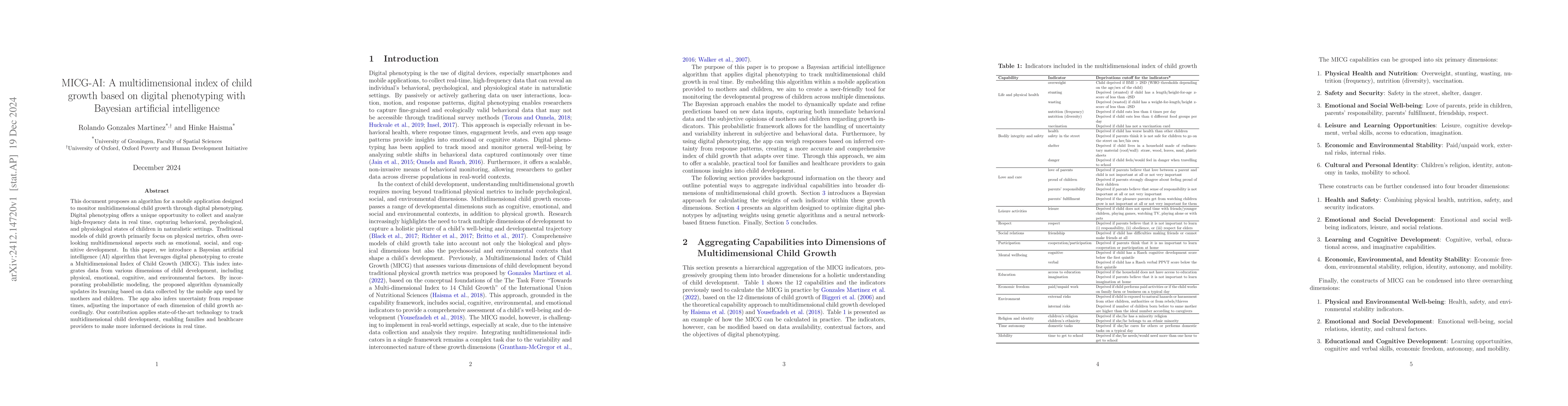 Thumbnail for MICG-AI: A multidimensional index of child growth based on digital
  phenotyping with Bayesian artificial intelligence