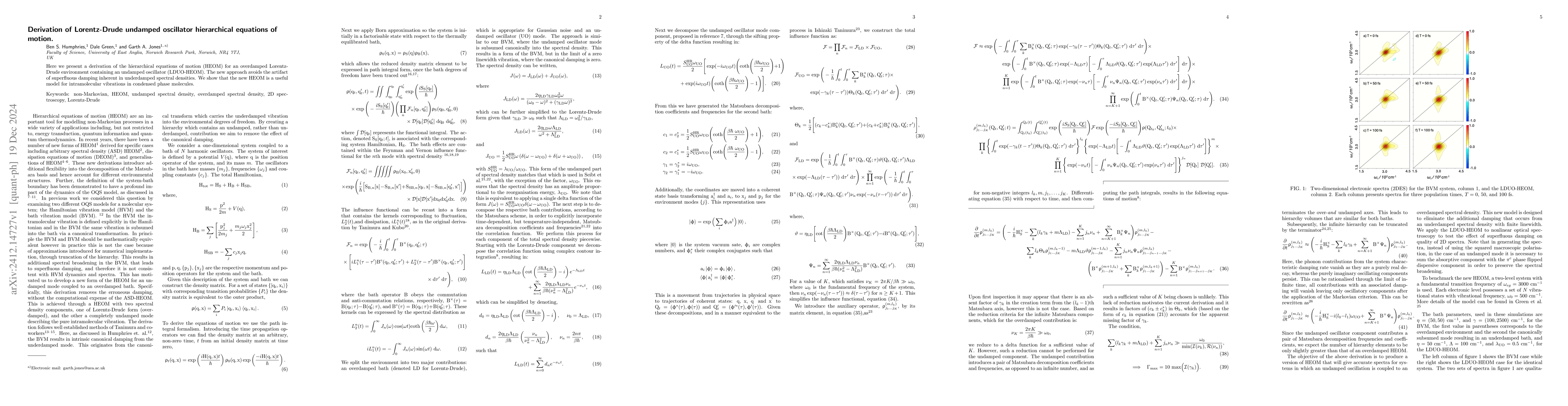 Thumbnail for Derivation of Lorentz-Drude undamped oscillator hierarchical equations
  of motion