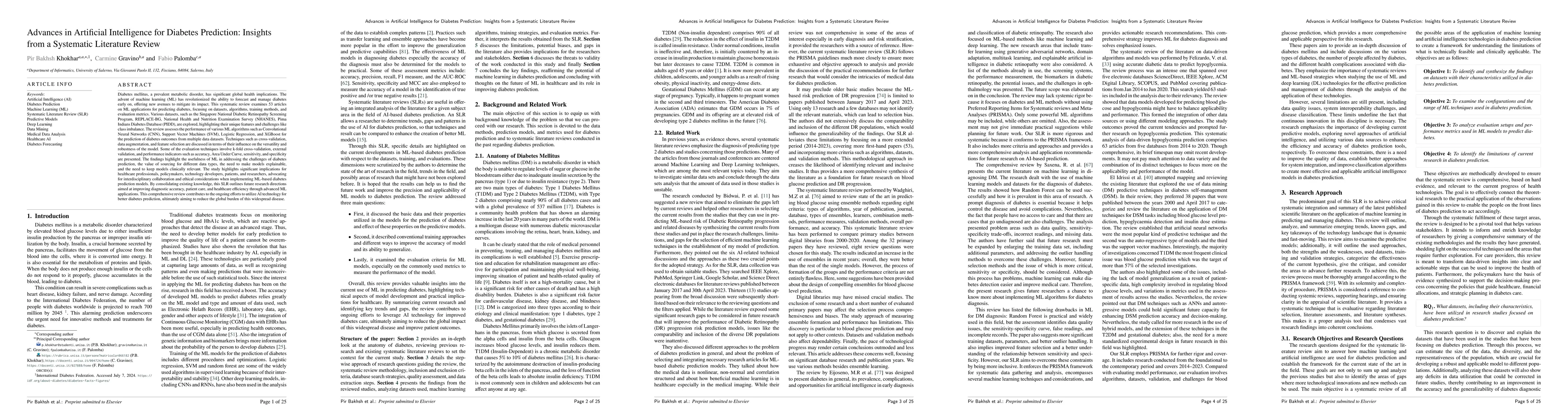 Thumbnail for Advances in Artificial Intelligence forDiabetes Prediction: Insights
  from a Systematic Literature Review