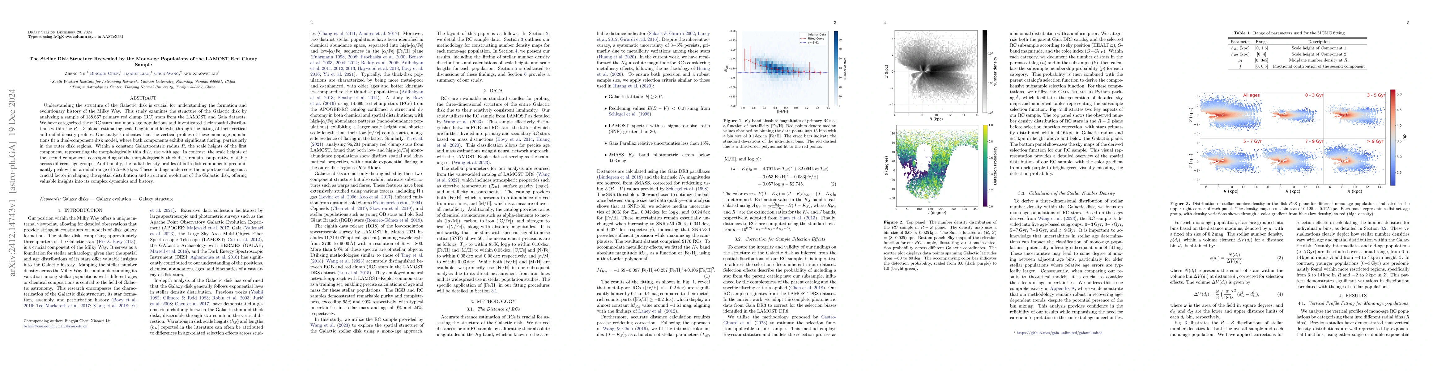 Thumbnail for The Stellar Disk Structure Rrevealed by the Mono-age Populations of the
  LAMOST Red Clump Sample