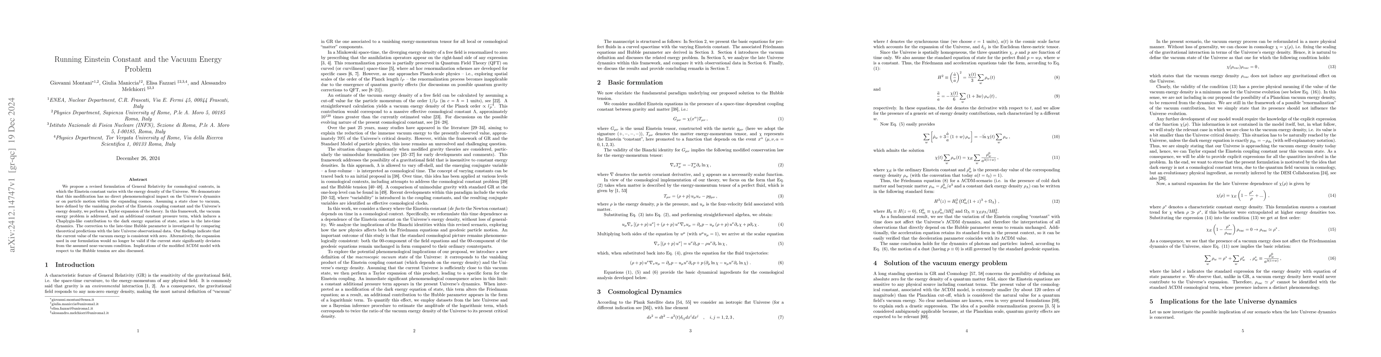 Thumbnail for Running Einstein Constant and the Vacuum Energy Problem