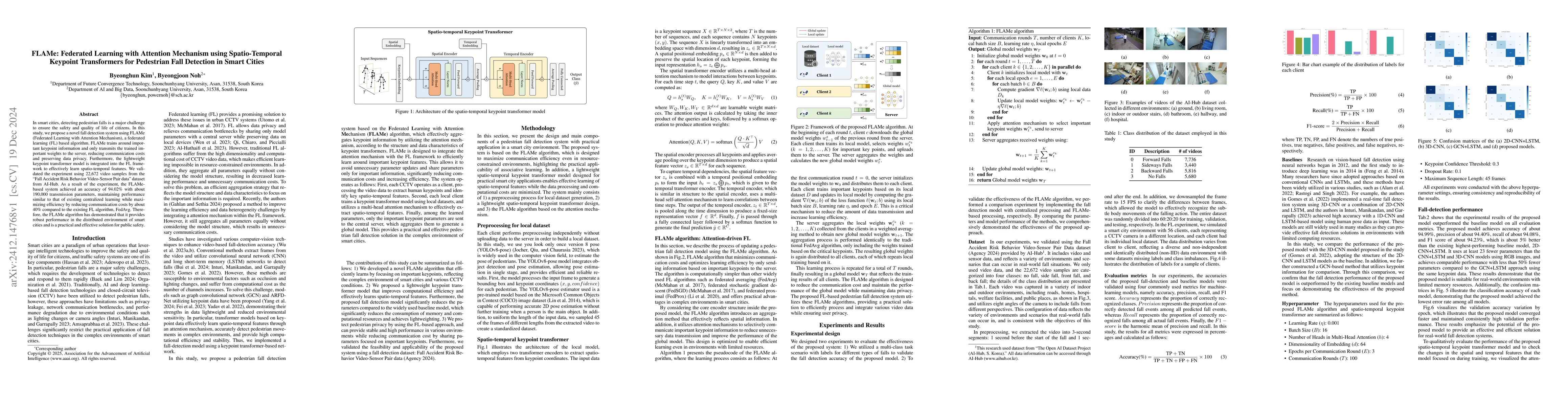 Thumbnail for FLAMe: Federated Learning with Attention Mechanism using Spatio-Temporal
  Keypoint Transformers for Pedestrian Fall Detection in Smart Cities