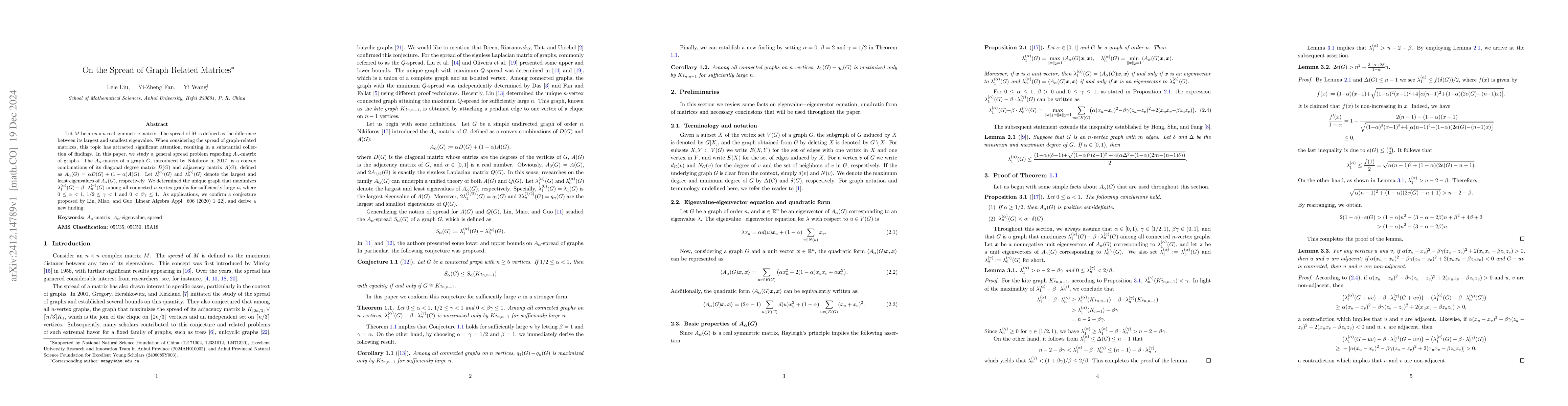 Thumbnail for On the Spread of Graph-Related Matrices