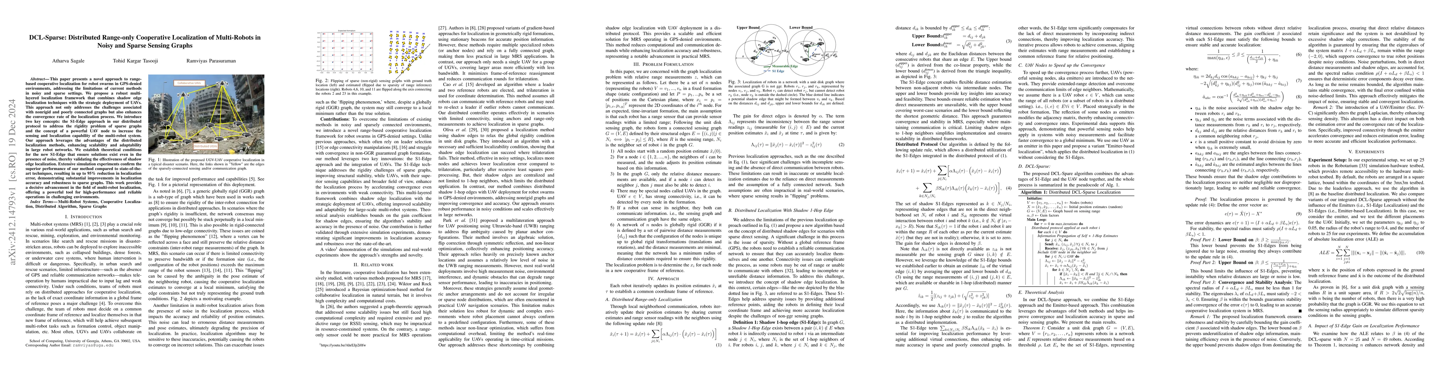 Thumbnail for DCL-Sparse: Distributed Range-only Cooperative Localization of
  Multi-Robots in Noisy and Sparse Sensing Graphs