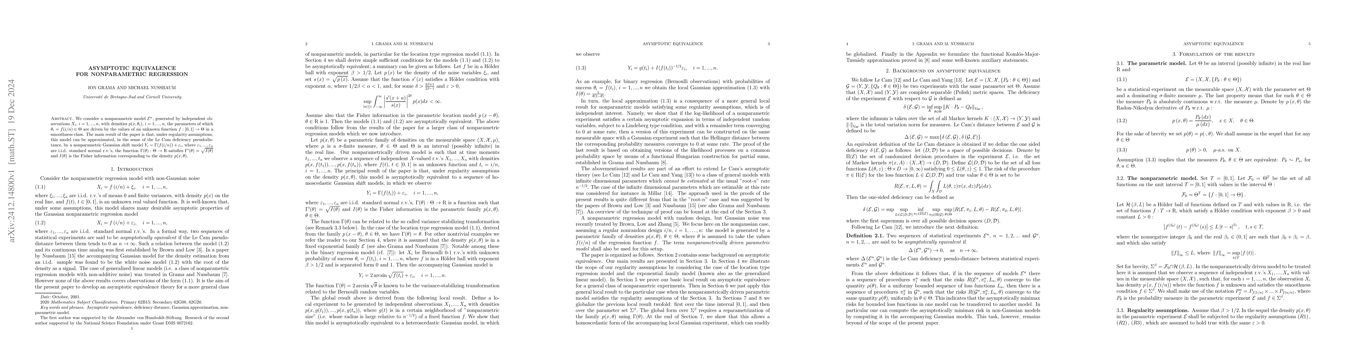 Thumbnail for Asymptotic Equivalence for Nonparametric Regression