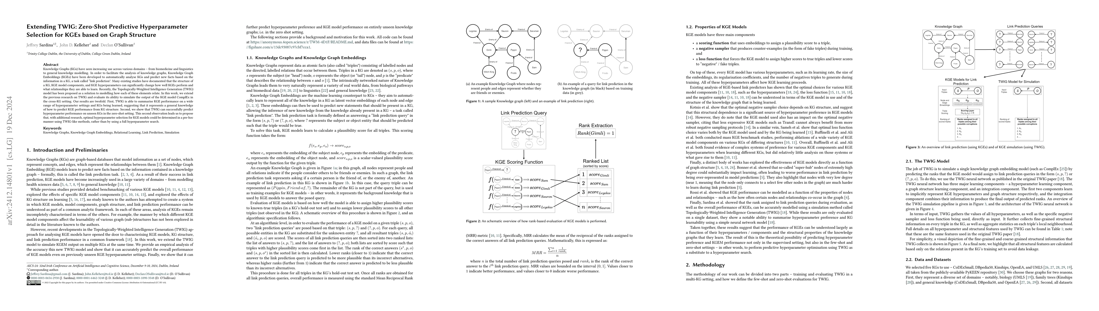Thumbnail for Extending TWIG: Zero-Shot Predictive Hyperparameter Selection for KGEs
  based on Graph Structure