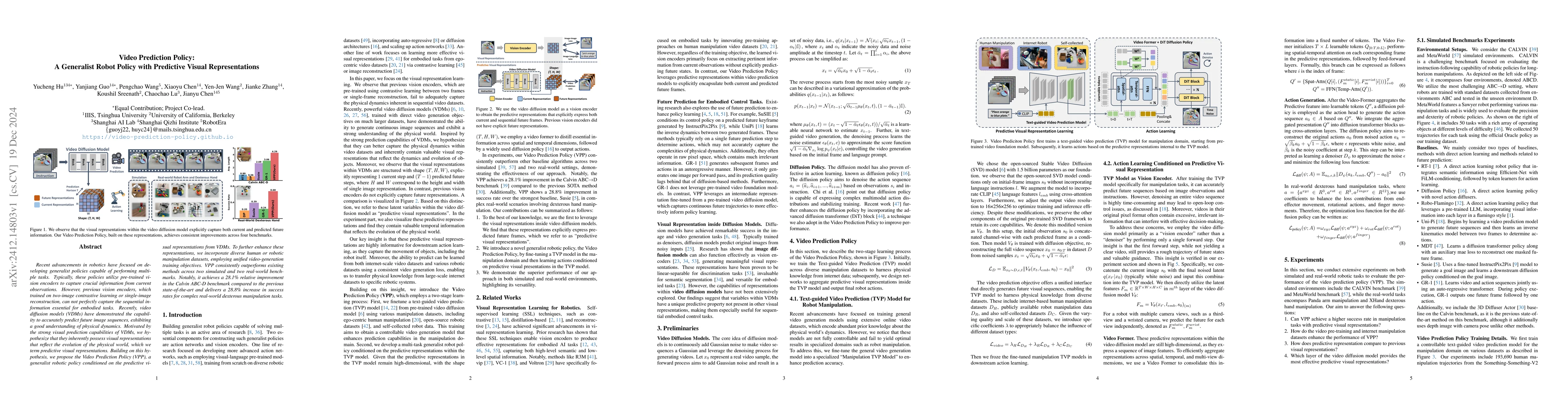 Thumbnail for Video Prediction Policy: A Generalist Robot Policy with Predictive
  Visual Representations
