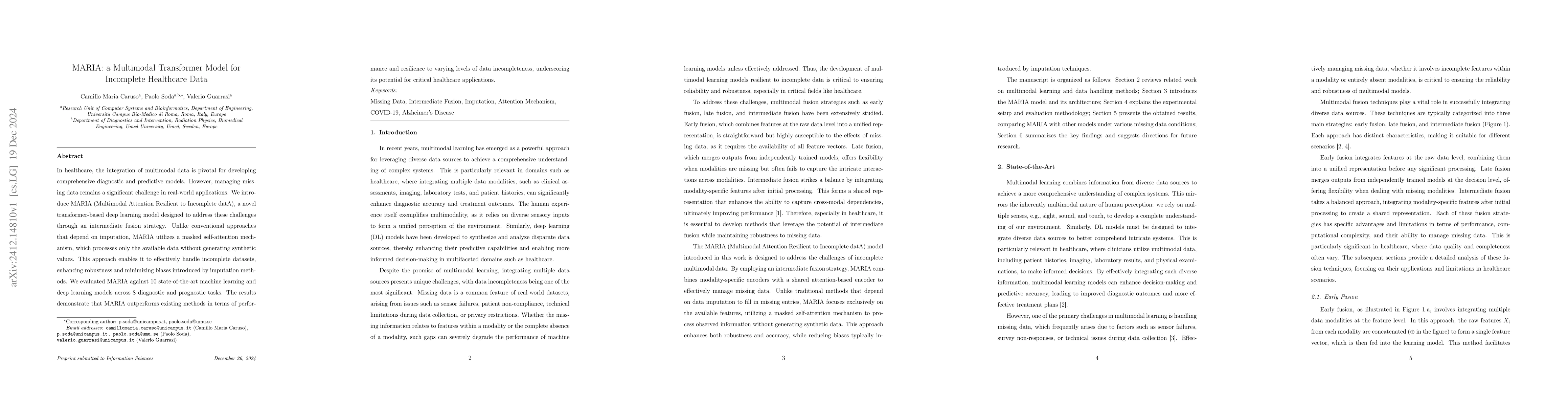 Thumbnail for MARIA: a Multimodal Transformer Model for Incomplete Healthcare Data