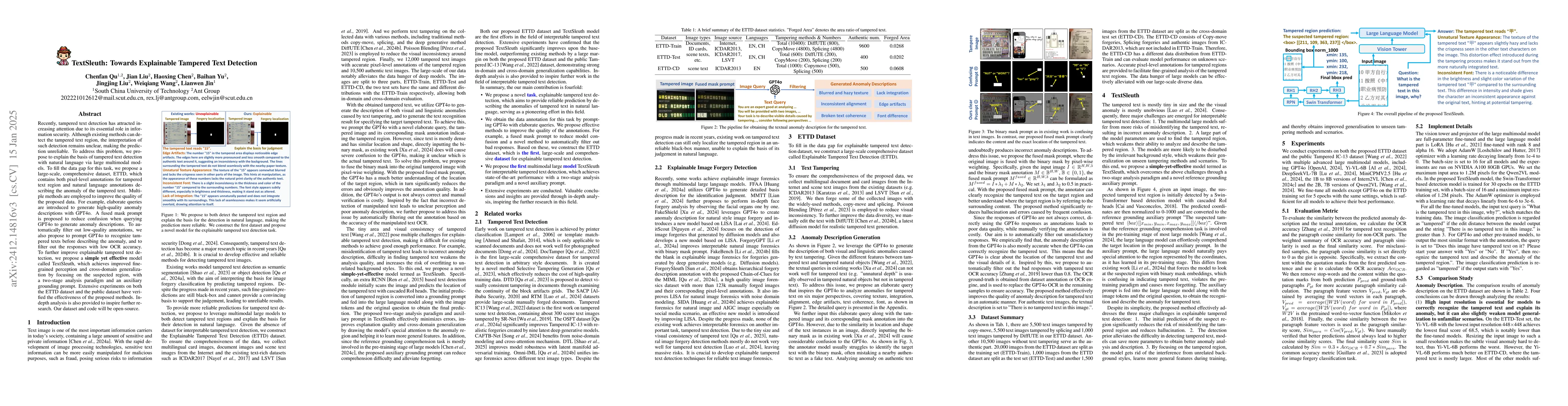 Thumbnail for Explainable Tampered Text Detection via Multimodal Large Models