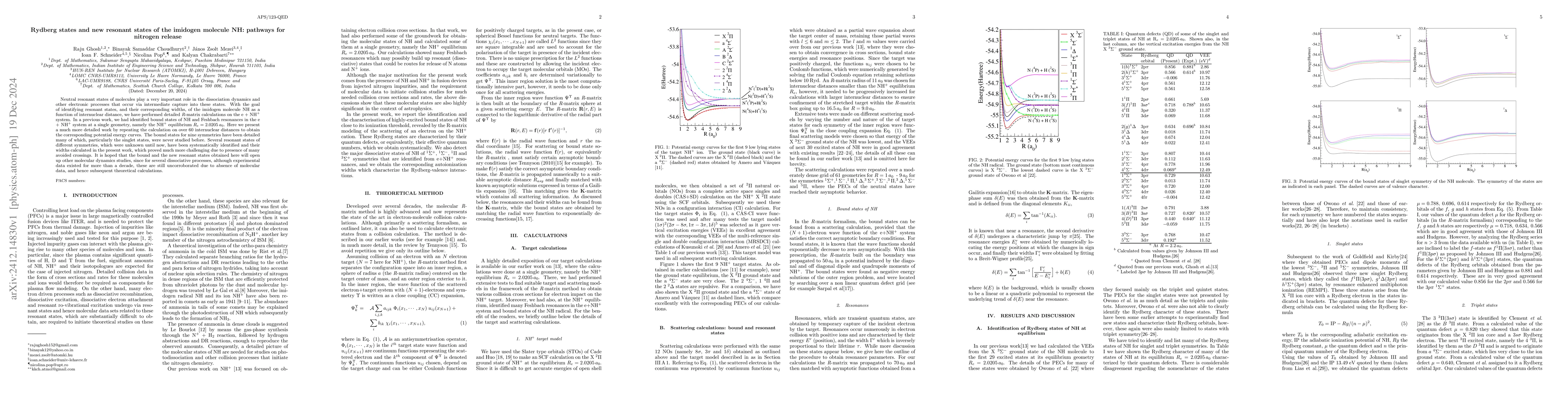 Thumbnail for Rydberg states and new resonant states of the imidogen molecule NH:
  pathways for nitrogen release