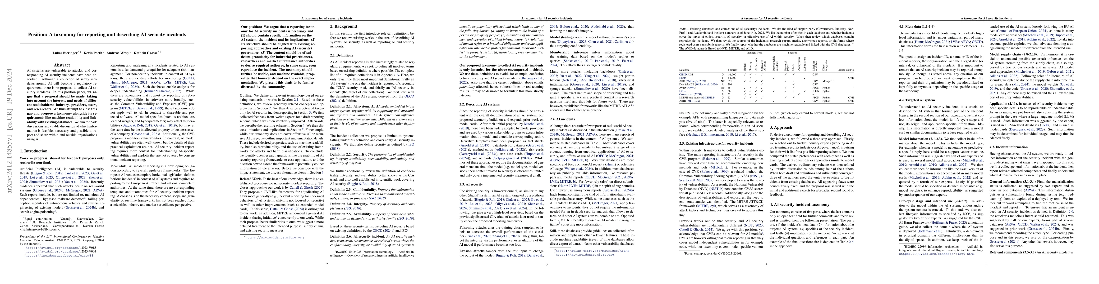 Thumbnail for Position: A taxonomy for reporting and describing AI security incidents