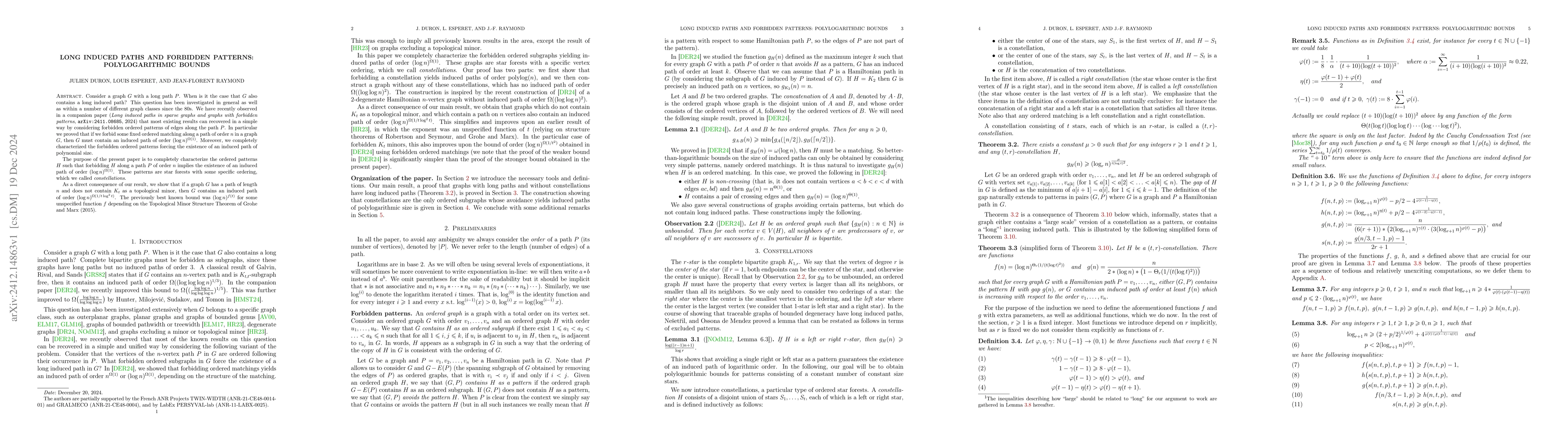 Thumbnail for Long induced paths and forbidden patterns: Polylogarithmic bounds