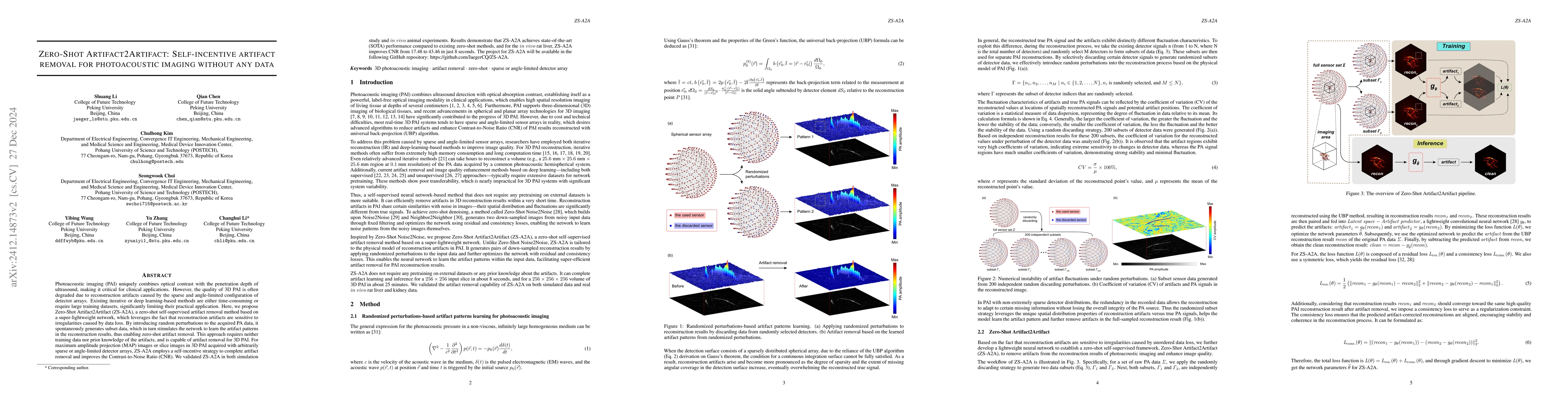 Thumbnail for Zero-Shot Artifact2Artifact: Self-incentive artifact removal for
  photoacoustic imaging without any data