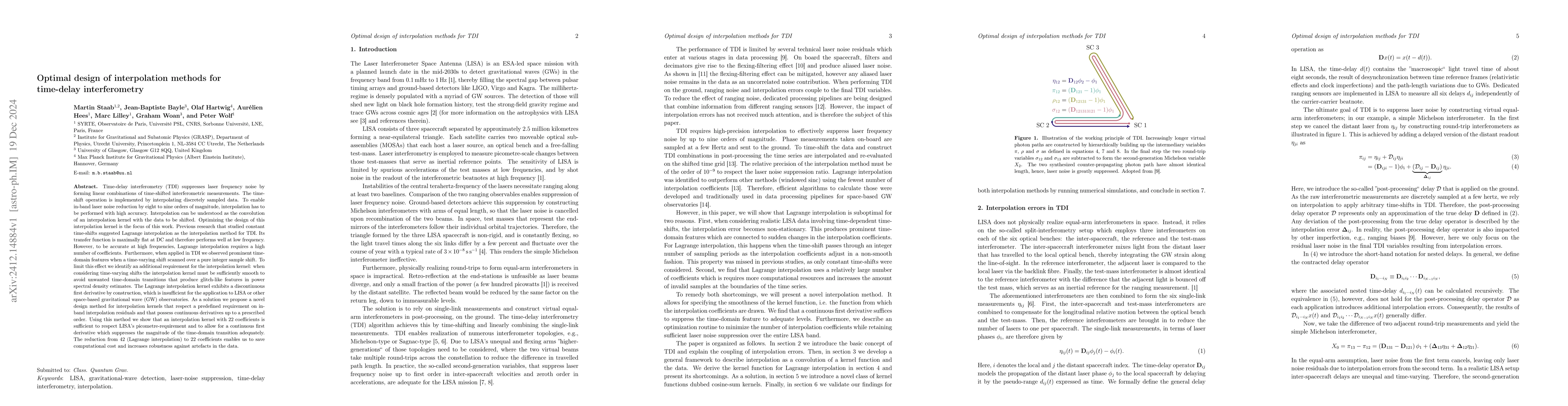 Thumbnail for Optimal design of interpolation methods for time-delay interferometry